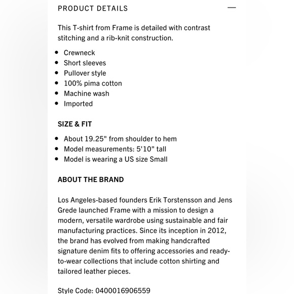 Frame Contrast Stitching Rib Knit Crewneck Tee - Picture 7 of 7